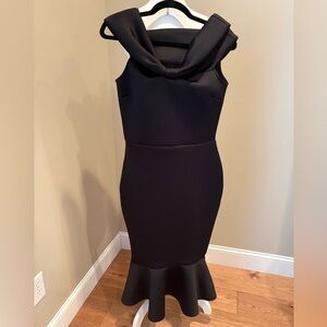 Quiz Black Formal Dress Bow Front Sz 6 NWT Sleeveless Dress Flared Hem